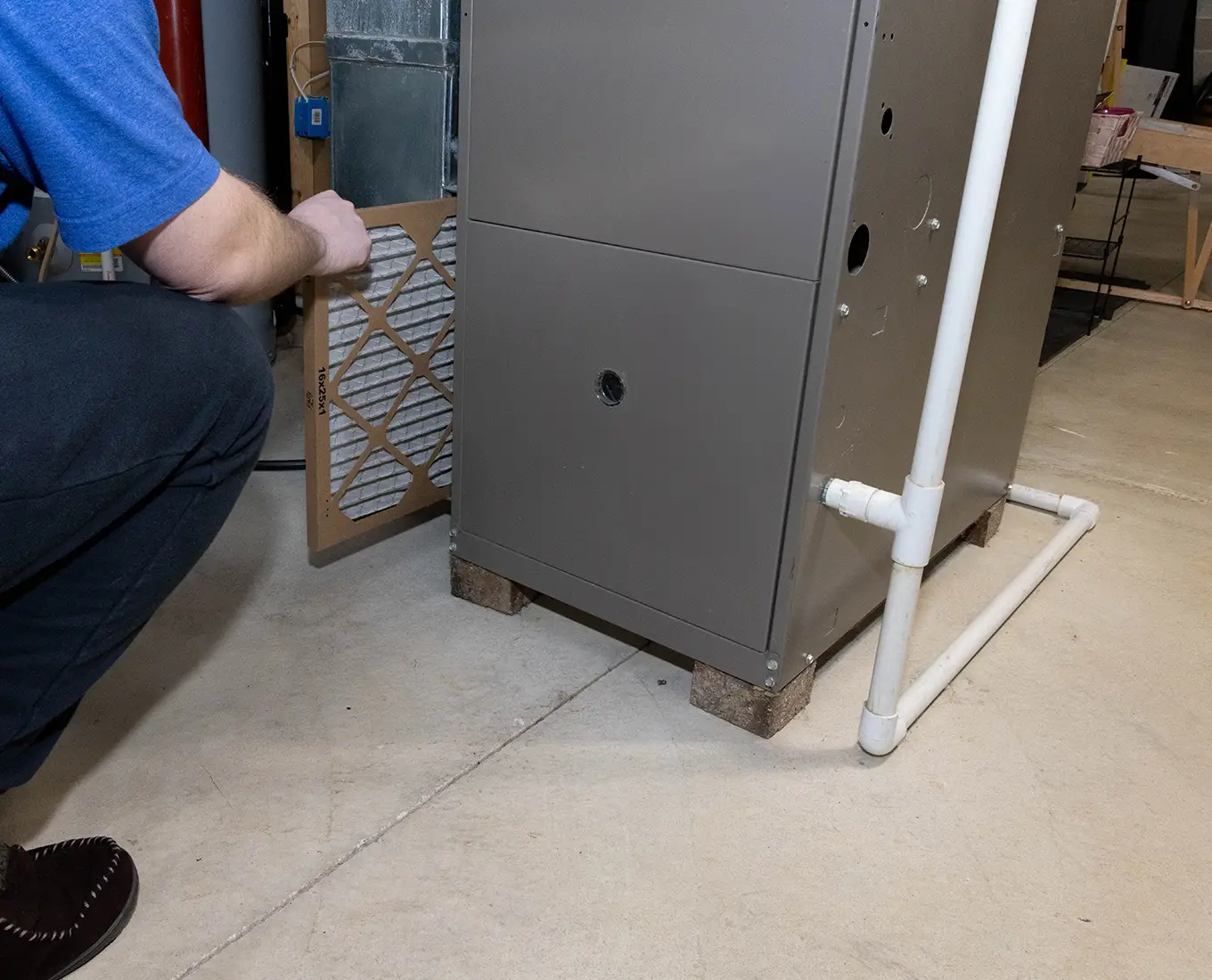 Furnace maintenance service in Farmington, MO including air filter replacement.